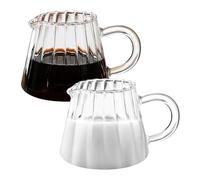 Okeeyseda Pichet en Verre 2 Pièces, Pichet à Crème en Verre en Forme de Vague, Pichet à Thé en Verre, Pichet à Crème au Lait de Café, Mousse de Lait