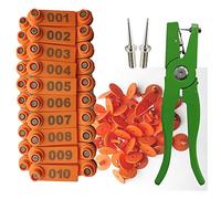 Okeeyseda Pince pour Étiquette d'oreille Étiquette d'oreille Applicateur de Marqueur de Mouton 001-100 Étiquettes d'oreille pour D'Identification de Chèvre Étiqueteur d'oreille - Orange