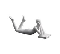 Okeeyseda Statue de Lecture Nordique Figurines en Résine Décoration de Bureau Sculpture Art Moderne Ornement Décoration de Maison Bureau Artisanat Blanc C