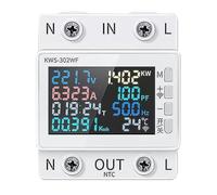 Okeeyseda Tuya WiFi Power Meter Écran Couleur 2P Multifonction AC Compteur D'Énergie Téléphone Portable Contrôle à Distance par Application 170-300 V/63 A Facile à Utiliser A