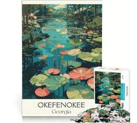 Okefenokee Swamp Georgia Puzzles 1000 pièces pour Adultes | Découpe de précision difficile et complexe pour un anniversaire ou Noël 75x50cm