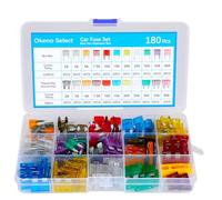 Okeno Select Assortiment de 180 fusibles de voiture standard et mini fusibles plats 2 A 40 A pour voiture, camion, moto, camping-car avec extracteur de fusible
