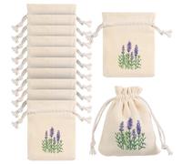 Okeno Select12 Pièces Sachets Lavande Vides à Remplir, Petits Sachets Coton avec Cordon pour Armoire, Parfumés Réutilisables pour Tiroirs et Valises (10x8cm)