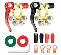 Okeno Select2 Pièces Cosses de Batterie 12V à Verrouillage Rapide, Cosses 4 Voies en Laiton pour Batterie Auto, Connecteurs Universels pour Voiture Camion Véhicules 12V (Rouge et Noir)