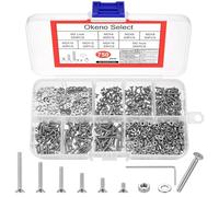 Okeno Select750 Pièces Vis M2 Set, Vis à Tête Fraisée et Écrous, Vis à Tête Cylindre Six Pans Creux avec Écrous et Rondelles, Acier Inoxydable, Assortiment de Vis Filetées