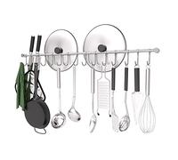 OKEPOO Barre porte-manteaux avec crochets coulissants silencieux, fixation murale, porte-serviettes, espacement des crochets réglable, angle d'installation à 360°, 76,2 cm, argent