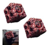 OKESYO Lot de 2 dés d'horreur à 6 faces en résine avec yeux de démons, jeu de dés pour Halloween, décoration de fête effrayante