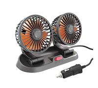 OKESYO Ventilateur de voiture à double tête 5 V/12 V/24 V avec 2 vitesses de vent, rotatif à 360 degrés, ventilateur USB/allume-cigare, convient pour 12 V, voitures, camions, SUV