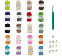 Okey Dokeys Lot de 20 pelotes de fil chenille super doux, sans effilochage, durable #6 pour amigurumi, peluches, couvertures, projets de bricolage, crochet, adapté aux débutants (20 écheveaux de 50 g