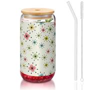 OKFSTY Atomic Stars Ensemble de verres réutilisables en verre pour café, bière glacée, 473 ml