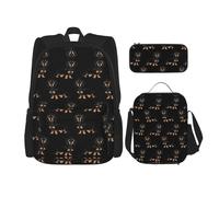 OKFSTY Dachshund Weiner Pet Dogs Sac à dos 3 pièces 40,6 cm pour garçons d'âge préscolaire et boîte à déjeuner léger, Noir , Taille unique, Ensemble cartable