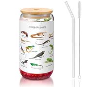 OKFSTY Différents types de verres à boire de 473,6 g avec impression lézard pour café, tasses à bière glacée, tasse en verre réutilisable pour cadeaux