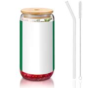 OKFSTY Ensemble de verres réutilisables en verre avec motif drapeau du Nigeria - 473 ml