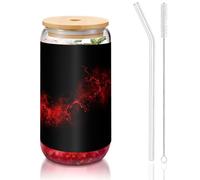 OKFSTY Ensemble de verres réutilisables pour café, bière glacée, 473,6 g, rouge et noir