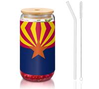 OKFSTY Ensemble de verres réutilisables pour café, bière glacée, 473 ml, motif drapeau de l'Arizona