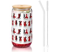 OKFSTY Ensemble de verres réutilisables pour café et bière glacée - 473 ml - Impression de danse de salon
