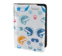 OKFSTY Étui de passeport de voyage en cuir de vache imprimé créatif avec éléments de hockey - 14 cm, Noir , Taille unique
