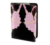 OKFSTY Étui de passeport en cuir de vache imprimé avec petite danseuse - 14 cm, Noir , Taille unique