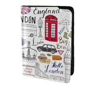 OKFSTY Étui de passeport tendance avec impression « I Love London » - En cuir de vache - 14 cm, Noir , Taille unique