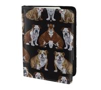 OKFSTY Étui de passeport tendance imprimé bouledogue anglais en cuir de vache personnalisé 14 cm, Noir , Taille unique