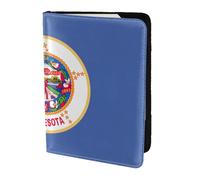 OKFSTY Étui de passeport tendance imprimé drapeau de l'État du Minnesota - En cuir de vache - 14 cm, Noir , Taille unique