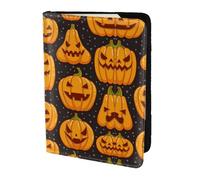 OKFSTY Étui de passeport tendance imprimé en cuir de vache avec motifs de citrouille d'Halloween - 14 cm, Noir , Taille unique
