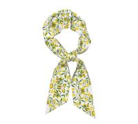 OKFSTY Foulard en soie tendance avec motifs de citrons tropicaux frais et colorés pour femme, Noir , taille unique