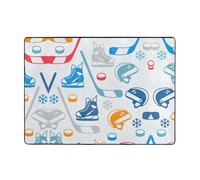 OKFSTY Hockey Elements Tapis en flanelle avec motifs créatifs 203 x 147 cm, tapis antidérapant pour chambre à coucher, balcon, absorbant et durable