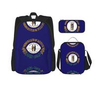 OKFSTY Kentucky State Flag Sac à dos 3 pièces, 40,6 cm pour garçons d'âge préscolaire et boîte à déjeuner léger, Noir , Taille unique, Ensemble cartable
