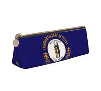 OKFSTY Kentucky State Flag Trousse à crayons en cuir avec grande capacité de rangement Motif drapeau de l'État du Kentucky, blanc, Taille unique, Trousse de maquillage