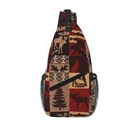 OKFSTY Lodge Bear Sac de poitrine imprimé cerf poisson croix imprimé diagonalement mignon adapté pour les hommes en plein air randonnée quotidien voyage long voyage, Noir , Taille unique