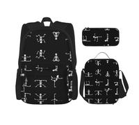 OKFSTY Lot de 3 sacs à dos de yoga pour garçons d'âge préscolaire 40,6 cm et boîte à déjeuner léger, Noir , Taille unique, Ensemble cartable