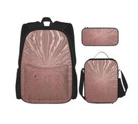 OKFSTY Lot de 3 sacs à dos en marbre or rose, 40,6 cm, sac à livres et boîte à déjeuner pour garçons d'âge préscolaire et boîte à déjeuner léger, Noir , Taille unique, Ensemble cartable