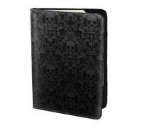 OKFSTY Papier peint gothique imprimé tête de mort porte-passeport tendance personnalisé en cuir de vache imprimé porte-passeport de voyage 14 cm, Noir , Taille unique