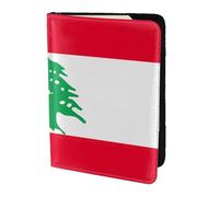 OKFSTY Porte-passeport tendance imprimé drapeau du Liban en cuir de vache personnalisé 14 cm, Noir , Taille unique