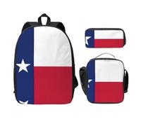 OKFSTY Sac à dos avec boîte à déjeuner et trousse à crayons Motif drapeau de l'État du Texas, Noir , Taille unique, Organiseur de sac