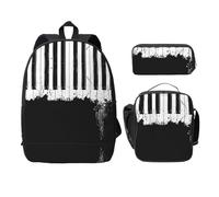 OKFSTY Sac à dos piano avec boîte à déjeuner et trousse à crayons pour les sessions d'étude à la bibliothèque, Noir , Taille unique, Organiseur de sac