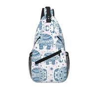 OKFSTY Sac de poitrine bohème imprimé éléphant en diagonale mignon imprimé adapté pour les hommes en plein air randonnée quotidien voyage long voyage, Noir , Taille unique