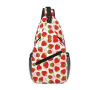 OKFSTY Sac de poitrine croisé imprimé fraises en diagonale mignon adapté pour les hommes en plein air, randonnée, voyage quotidien, longs voyages, Noir , Taille unique