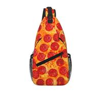 OKFSTY Sac de poitrine en croix avec impression 3D Pizza Pepperoni en diagonale pour homme, randonnée, voyage quotidien, longs voyages, Noir , Taille unique