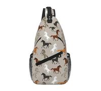 OKFSTY Sac de poitrine en croix avec imprimé cheval mignon en diagonale - Convient pour les hommes, la randonnée, les voyages quotidiens, les longs voyages, Noir , Taille unique