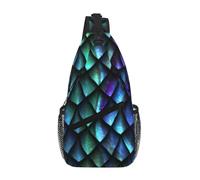 OKFSTY Sac de poitrine en croix avec motif écailles de dragon magique 3D, imprimé mignon en diagonale, convient pour les hommes, la randonnée, le quotidien, les longs voyages, Noir , Taille unique