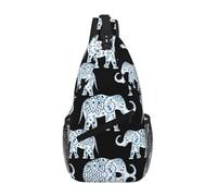 OKFSTY Sac de poitrine imprimé éléphant en diagonale mignonne, convient pour les hommes, la randonnée, les voyages quotidiens, les longs voyages, Noir , Taille unique