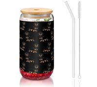 OKFSTY Teckel Weiner Lot de verres réutilisables en verre pour café et bière glacée Motif chiens 473 ml