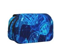 OKFSTY Trousse à crayons double couche avec chaîne ADN - Grande capacité de rangement pour fournitures scolaires pour enfants, Noir , Taille unique, Organiseur de sac