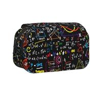 OKFSTY Trousse à crayons double couche avec impression de formule mathématique, grande capacité de rangement pour fournitures scolaires pour enfants, Noir , Taille unique, Organiseur de sac