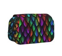 OKFSTY Trousse à crayons double couche avec impression écailles de dragon, grande capacité de rangement pour fournitures scolaires pour enfants, Noir , Taille unique, Organiseur de sac