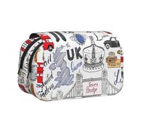 OKFSTY Trousse à crayons double couche avec impression « I Love London » - Grande capacité de rangement pour fournitures scolaires pour enfants, Noir , Taille unique, Organiseur de sac