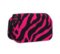 OKFSTY Trousse à crayons double couche avec imprimé léopard et tigre zèbre, rose, grande capacité de rangement pour fournitures scolaires pour enfants, Noir , Taille unique, Organiseur de sac