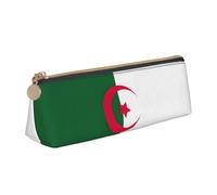OKFSTY Trousse à crayons en cuir avec motif triangulaire classique drapeau de l'Algérie avec grande capacité de rangement, blanc, Taille unique, Trousse de maquillage